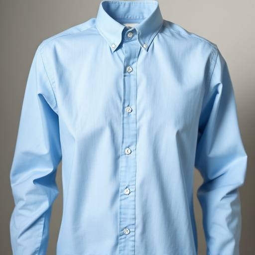 Camisa social azul clara de algodão egípcio com botões brancos